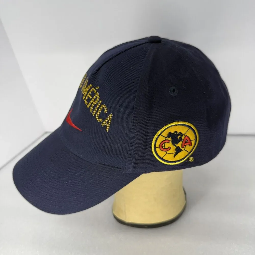 Nike Club America Hat Strapack Adjustable Blue Soccer Futbol Football Y2K Logo
